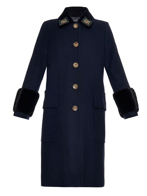 gucci navy coat|gucci fur coats female.